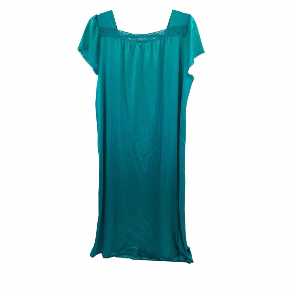 Vanity Fair‎ Vintage Nightgown Dress Turquoise Teal Size Large